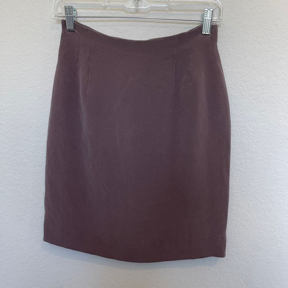 Rena Rowan Silk Skirt Petite Pencil‎ Career Office Wear Brown Size 10P - Picture 1 of 7
